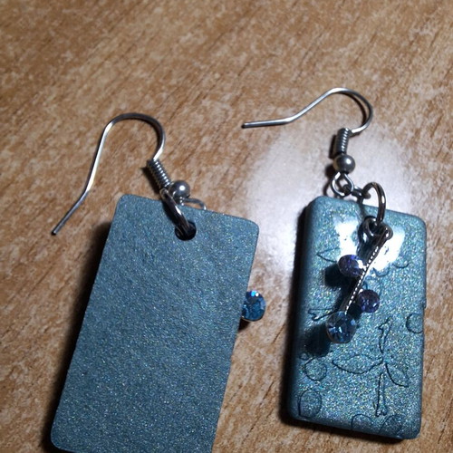 Clay and liquid glass earrings new, blue and turquoise