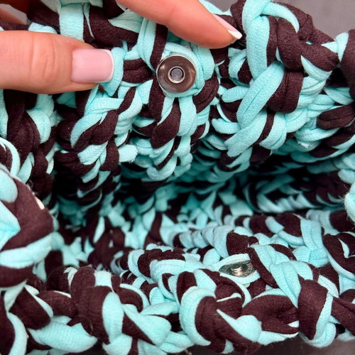 Handmade Crochet Bag, Shoulder and Crossbody, Turquoise Brown