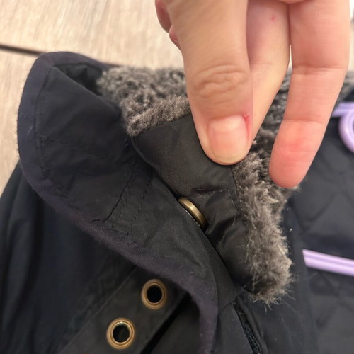 Blue women's jacket with detachable fur hood used