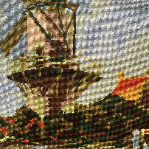 Handmade embroidery textile painting used, 0.47x0.37 m