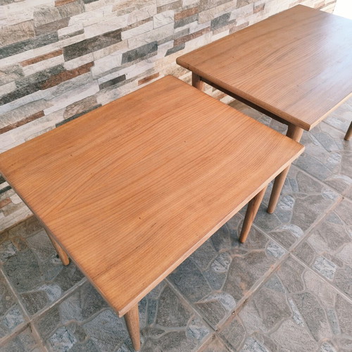 Danish Nest Tables Vintage Fully Restored Mid-Century Modern Set of 2