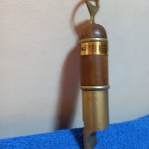 Whistle Bottle Opener vintage, used, brass, made in Italy