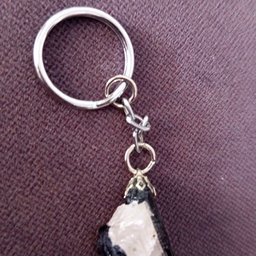 Tourmaline Energy Crystal Keychain with Black Tourmaline and White Quartz