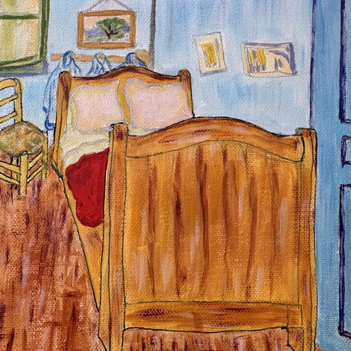 Handmade Canvas Copy of Van Gogh's Bedroom Acrylic Paint