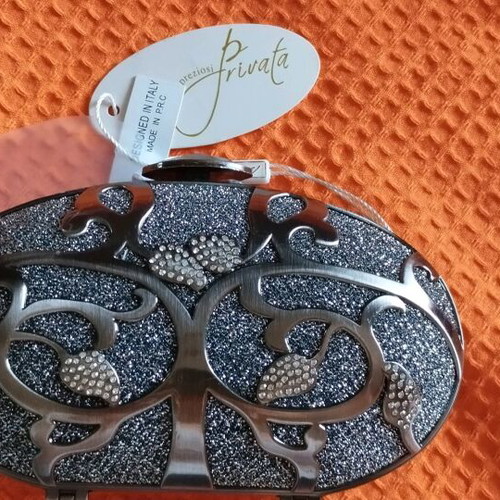 Privata evening bag new, silver handheld