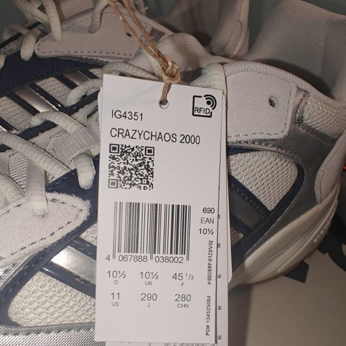 Adidas Crazychaos 2000 new athletic shoes size 45 white and silver