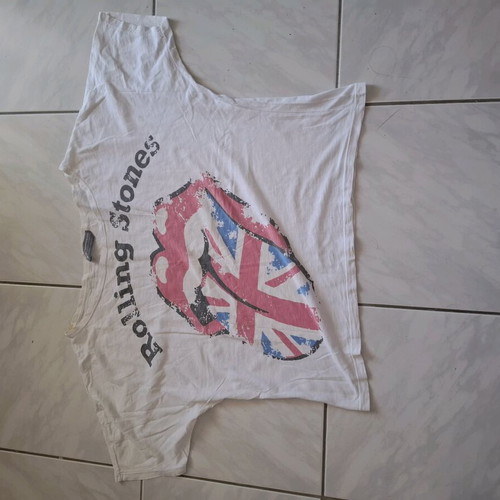 Rolling Stones summer blouse used, one size, white