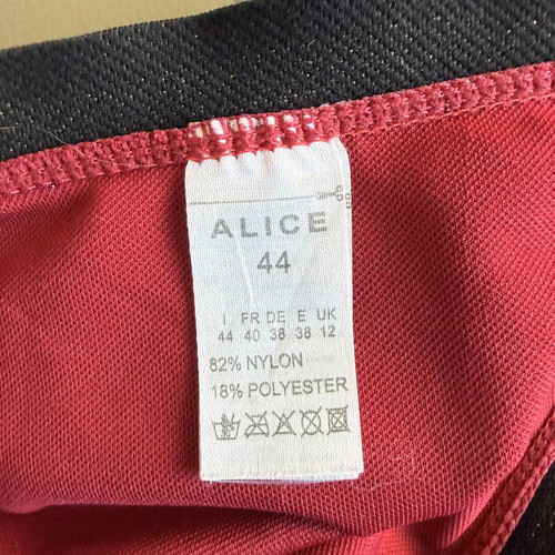 Alice Beachwear bikini bottom medium with adjustable cord like new, blue and red