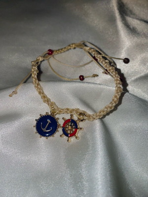 Macrame handmade bracelet like new, beige and blue