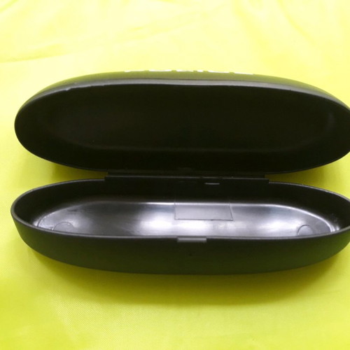 Police glasses case used, black plastic