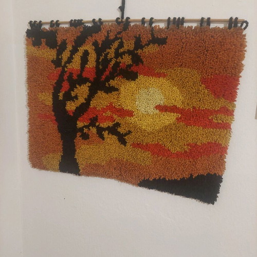 Vintage knitted wall art 1970 era, size 70 x 51.5, new
