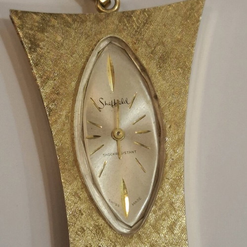 Vintage Sheffield gold tone watch uniquely shaped 1970s used, not working