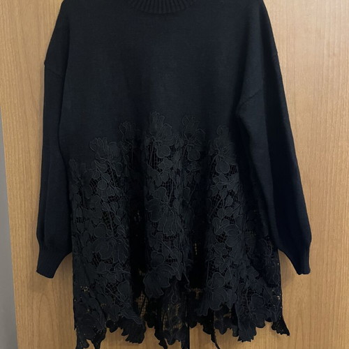 TMG Fashion black asymmetrical blouse with lace L/XL like new