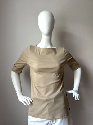 Lauren Ralph Lauren μπλούζα με boat neck και μανίκι μέχρι τον αγκώνα καινούργια, μπεζ, μέγεθος M