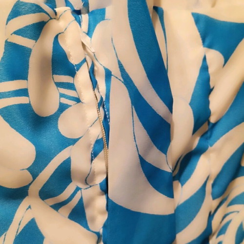Vintage off-shoulder dress used, white and blue, size S