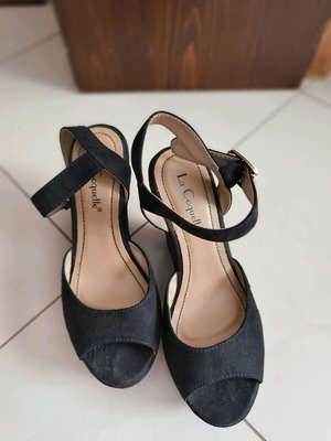 Black platform shoes, 12cm heel height, size 36