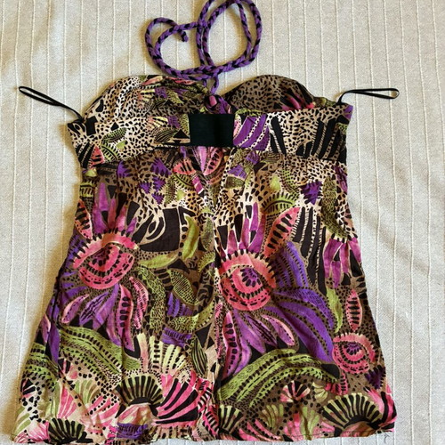 Bershka Y2K Strapless Halter Top Large, like new, colorful