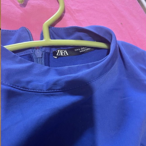 Zara mini dress with ruching like new, size S, blue