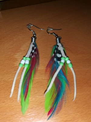 Earrings with feathers