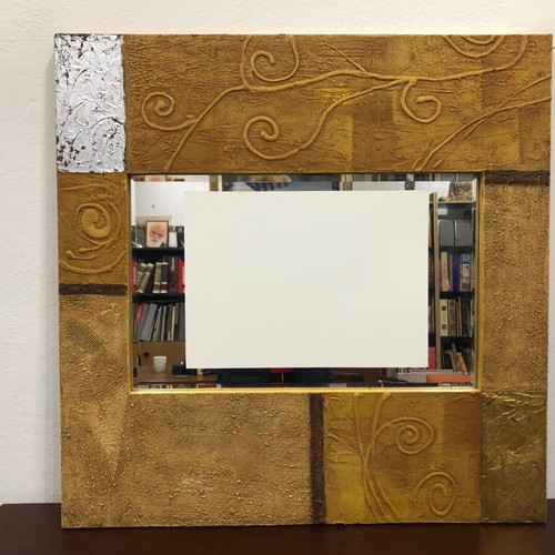 Pop art mirror like new, wooden 80x80 cm with handmade finish