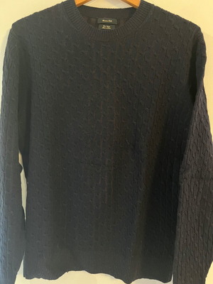 Massimo Dutti men's cable-knit sweater, blue and brown, size L