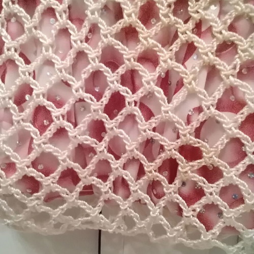 Children's handbag like new, pink with rhinestones and beige net