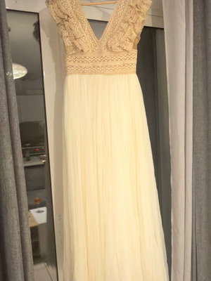 Zolotas Angie boho wedding dress, beige off-white