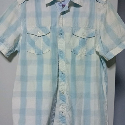 Paper Denim & Cloth short sleeve shirt new, 100% cotton, white and blue