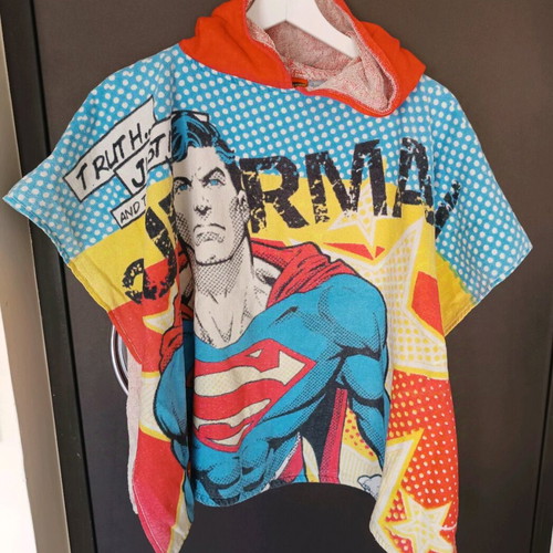 Superman Prenatal Kids Poncho Towel used, 3-4 years, 100% cotton