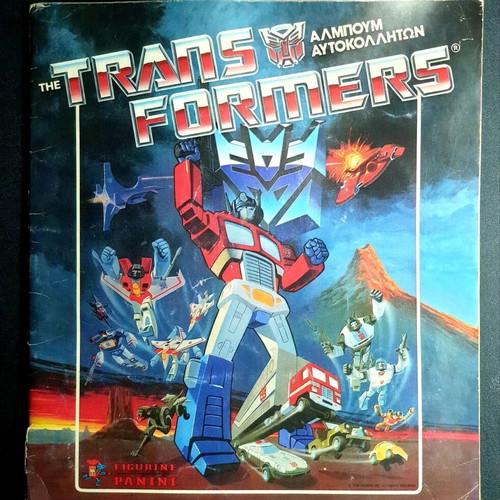 Transformers and Action Force Gi Joe sticker albums used, Panini