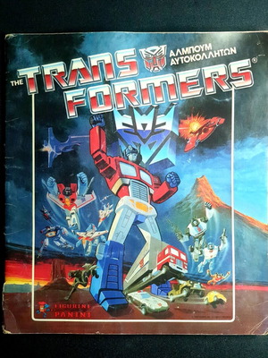 Transformers and Action Force Gi Joe sticker albums used, Panini