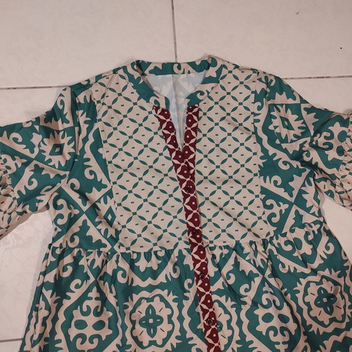 SHEIN Boho Maxi Dress with Ethnic Pattern in Turquoise Green-Bordeaux, L