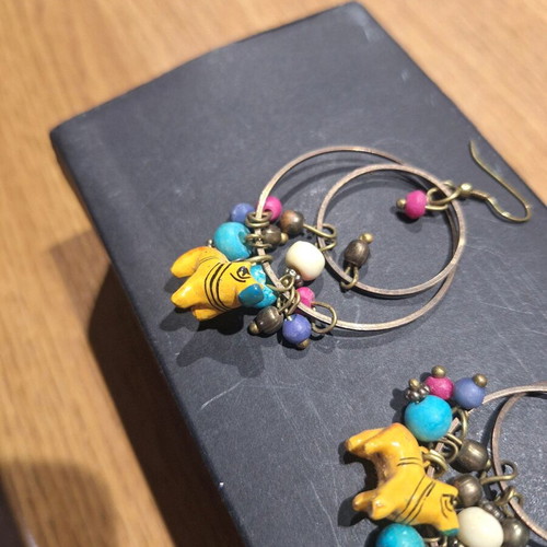 Dangling earrings like new, multicolored with details