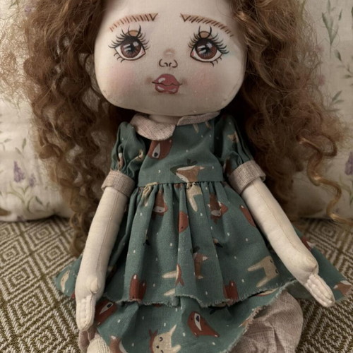 Handmade Fabric Doll like new, art doll with detailed dress