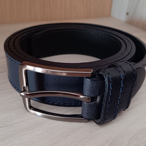 Leather men's navy blue belt like new, size 115 cm