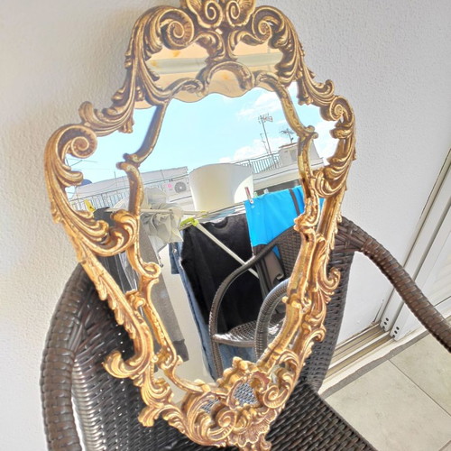 Entrance mirror used with marble and iron shelf