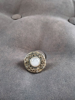 Adjustable vintage brass ring with moonstone used