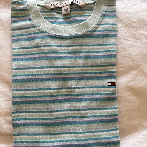 Tommy Hilfiger women's striped T-shirt slim fit, like new, turquoise