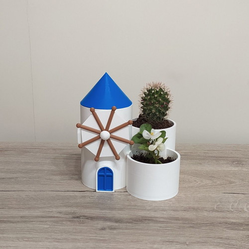 Mykonos Windmill 3D Printed Decorative Planter New