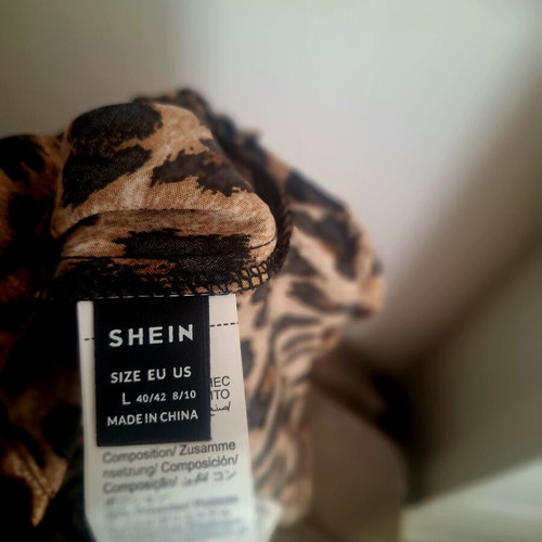 Shein animal print women's wrap top, black and brown
