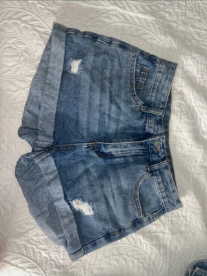 Shein blue denim shorts like new with rips and pockets