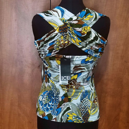 Vintage Top Ice Iceberg με Χιαστί Πλάτη και Floral Print, Καινούργιο