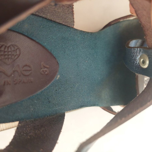Take Me leather sandals used, blue and brown, size 37