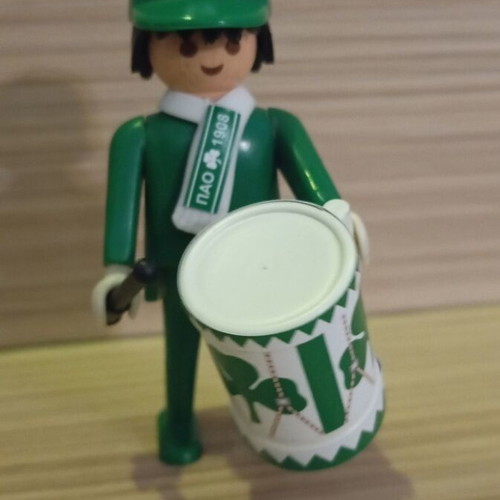 Playmobil Panathinaikos Fan Figure like new with drum