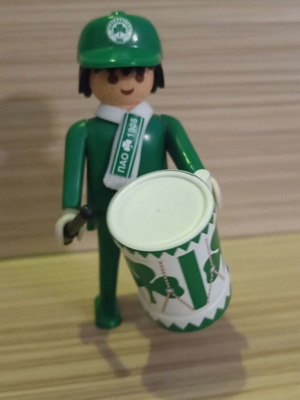 Playmobil Panathinaikos Fan Figure like new with drum