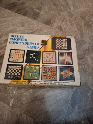 Deluxe Magnetic Compendium of 9 Board Games, vintage travel set