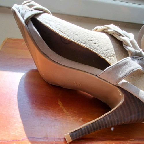 Bon Prix sandals used, size 39, gray with gold accents