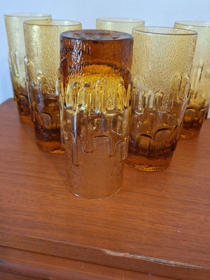 Ποτήρια Ποτού Vintage Ψηλά Amber Honey Gold σετ 6 σαν καινούργια