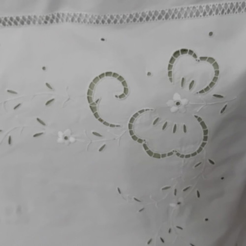 Handmade double cotton cutwork sheet with pillowcases