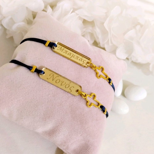 Handmade martyrika bracelets with cord and cross outline